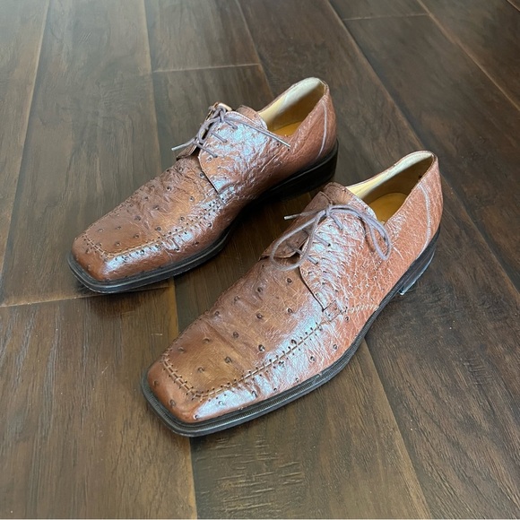 Mezlan Genuine Ostrich upper Mens lace up cap top derby shoes size 13 M - Picture 3 of 7